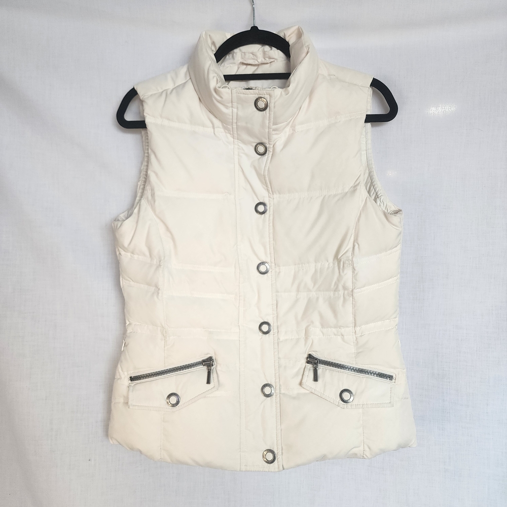 Eddie Bauer Size S Premium Quality 700 Fill Power Goose Down White PUFFER VEST